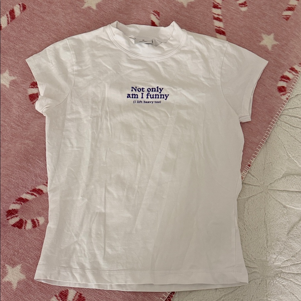 Gymshark White Tee with Humorous Print